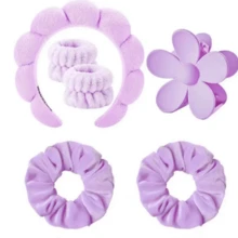 1 套多巴胺时尚弹性彩色发带发圈花形发饰握把适合女孩日常派对礼物 2024 1 套 Spa 头带和腕带套装护肤头带用于洗脸面部发夹适合浓密头发可爱蓬松海绵泡泡妆，蝴蝶结头带天鹅绒大环哑光哑光握夹粉色系列蓝色系列黑色系列造型工具套装 SPA PA 发带套装头带发箍爪夹天鹅绒发箍腕带用于洗脸护肤化妆 - 彩色 - 查看 16