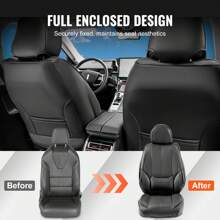 Seat Covers  Universal Car Seat Covers Front Seats  6pcs Faux Leather Seat Cover  Full Enclosed Design  Detachable Headrest And Airbag Compatible  For Most Cars SUVs And Trucks Black - 黑色 - 查看 7