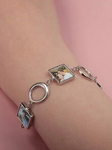 定制 1 件多照片手链（可定制 3 张照片），简约时尚风格，适合男士和女士，非常适合派对、日常佩戴、节日以及作为贴心礼物