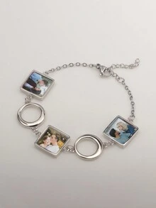 定制 1 件多照片手链（可定制 3 张照片），简约时尚风格，适合男士和女士，非常适合派对、日常佩戴、节日以及作为贴心礼物