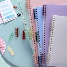 4pcs Removable Plastic Loose Leaf Rings, 5-Hole Binder Clips Plastic Coils For Loose Leaf Notebook - one-size - View 4