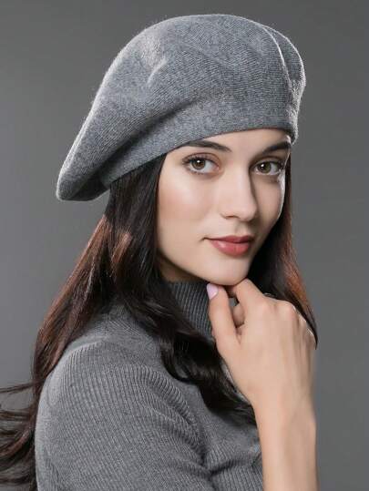 1pc Women's Beret Hat, Knitted Knitted Hat, Fashion European And American Style, Thick Ear-Protecting Knitted Hat, Autumn/Winter