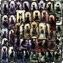 50 张神秘猫主题涂鸦贴纸，可爱卡通猫图案乙烯基防水贴纸，适用于水瓶、笔记本电脑、手机、滑板、吉他、行李箱、剪贴簿、头盔、自行车、摩托车、汽车、儿童、青少年、成人礼物 - 軍綠色 - 查看 1