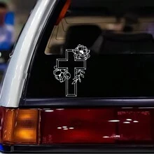 Car Cross Decal Faith Bumper Decal Cross Floral Sticker For Car,Laptop,Bottle Etc. - White - View 2
