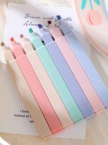 12/6pcs Morandi Aesthetic Square Highlighters Pens, Mild Soft Chisel Tip Marker Pen Pastel Highlighters No Bleed, Quick Dry For Journaling Note Taking School Stationery Supplies Back To School