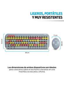 Redlemon Wireless Keyboard And Mouse With USB Receiver And Retro Vintage Design Of Round Typewriter Keys, QWERTY Layout In Spanish. - 查看 7