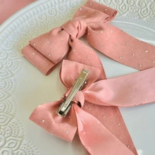 Kit 2 Bows / Mother And Daughter Bow / Bow With Tip / Fashion Bow / Rose Bow - 乾枯玫瑰色 - 查看 2