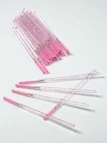 25 pièces Brosse à mascara jetable, brosse à sourcils en cristal, applicateur de mascara, outil d'extension de cils avec tête de brosse étroite et longue, convient pour l'extension de cils