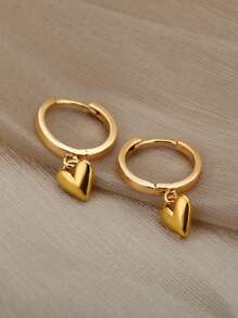 1 Par de Brincos 3D em Aço Inoxidável com Formato de Coração e Bolhas, Elegantes e Resistentes ao Desbotamento, Banhados a Ouro 18K, Ideais para Festas, Casamentos, Formaturas, Dia dos Namorados e Dia das Mães. - brincos de aço inoxidável - Ver 8