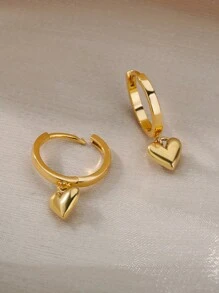 1 Par de Brincos 3D em Aço Inoxidável com Formato de Coração e Bolhas, Elegantes e Resistentes ao Desbotamento, Banhados a Ouro 18K, Ideais para Festas, Casamentos, Formaturas, Dia dos Namorados e Dia das Mães. - brincos de aço inoxidável - Ver 9