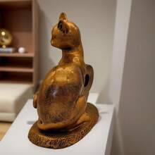 1 件树脂小猫雕像数字时钟，适用于客厅、卧室、家庭、厨房、办公室装饰 - 金色 - 查看 3