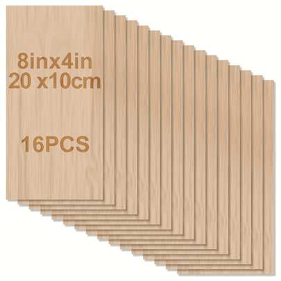 Unfinished Wood, 8 X 4inch/20*10cm - 2mm 4/16pcs Thick Wood Unfinished Planks, Blank Wood Cutouts For Crafts, Arts And Crafts, Wood Carving For Wooden Cutout School Projects Crafts DIY Model Carving