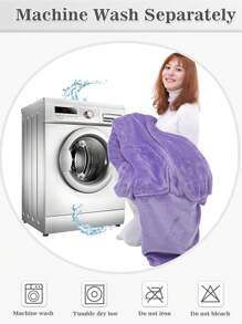 1 Pcs Wearable Blanket Sweatshirt Gifts For Women And Men, Warm And Cozy Giant Blanket Hoodie, Thick Flannel Blanket With Sleeves And Giant Pocket - 紫色 - 查看 6
