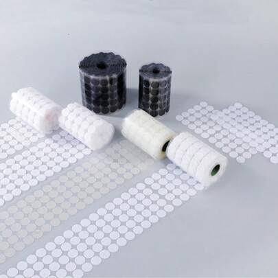 10-30 毫米圆点紧固件钩环胶带强力自粘尼龙圆点贴纸黑白透明互锁 DIY 配件