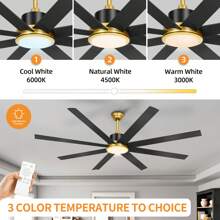 72'' Ceiling Fans With Lights & Remote Modern Ceiling Fan With Reversible DC Motor
