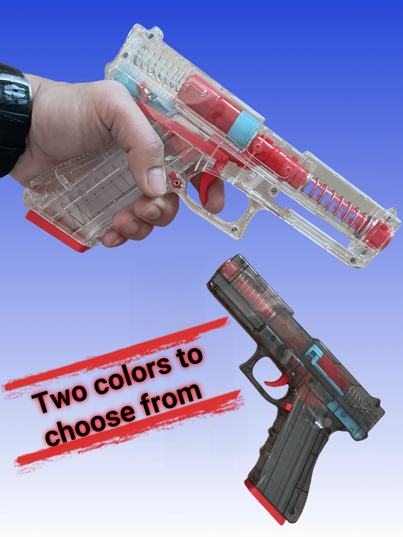 New Transparent Soft Bullet Shooting Toy Pistol Gun, Safe Foam Bullet Firing Gun Model - Multicolor - View 1