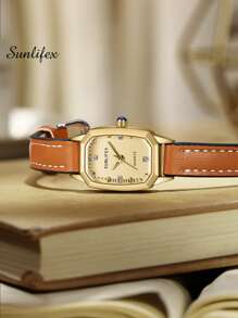 SUNLIFEX SUNLIFEX Fashion Retro Square Women Quartz Watch, Vintage Style, With Gift Box