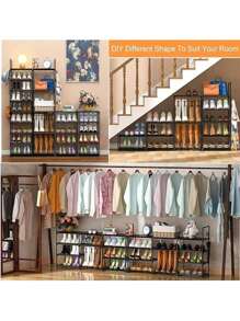 Large Shoe Rack Organizer Closet For Bedroom Entryway Hallway, 9 Tier 50-55 Pair Heavy Duty Shoes Shelf Storage With Versatile Hooks And Wooden Hammer For Entryway Living Room Bedroom