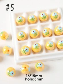 Hand-Painted Beads, Flower Series Round Beads, Acrylic Creative Beads, Variety Of Elegant And Cute Colors Suitable For Festivals, Gifts, Matching Accessories, And Daily DIY - Hand Painted Flower Beads - View 29