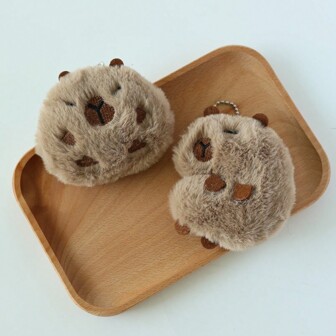 1 件可爱水豚毛绒钥匙扣、包包吊坠、派对吊坠、学校日常背包吊坠