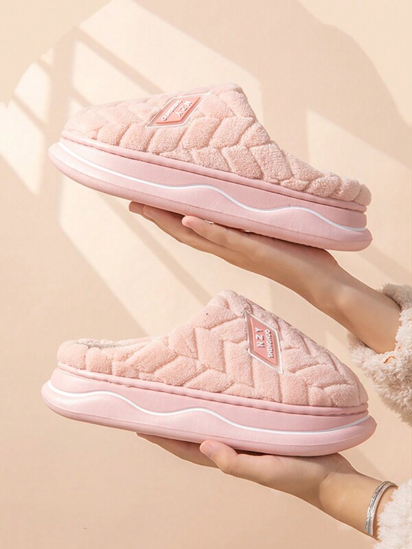 Damen Slip-On Hausschuhe, Kuschelig gefütterte Innen-Hausschuhe warm, rutschfest, mit dicker Sohle und geschlossener Zehenpartie, für Herbst und Winter, Fellschuhe