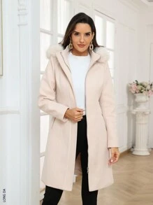 Gabardina  de cierre con capucha - Blanco - Ver 5