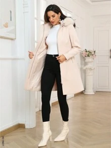 Gabardina  de cierre con capucha - Blanco - Ver 4