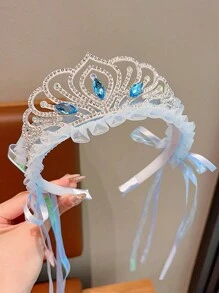 1 pezzo Copricapo a corona con fiocchi di neve blu per ragazze, accessorio per capelli da principessa di Frozen