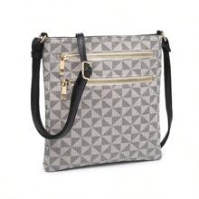 TEPILTE Multi-Zip Pocket Crossbody Bag With Shoulder Bag, Lightweight Travel Bag Women's Retro Shoulder Bag, Daily Mobile Wallet Messenger Bag Envelope Bag, Daily Commute To Work, Shopping, Travel - BK/TP - Xem 4