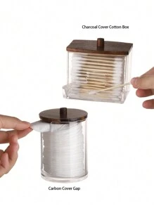 2 Confezioni Contenitore Portaotopini da Bagno, Dispenser per Cuscinetti/Bastoncini Detergenti da 10/7 once, Barattolo di Stoccaggio Apotecario Trasparente Con Coperchio in Legno