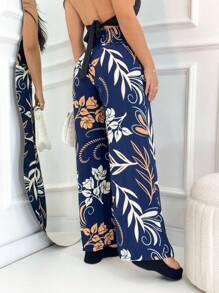 Duna Pantalona Pants Women's Fashion Printed Elastex Waistband - 藏蓝色 - 查看 3