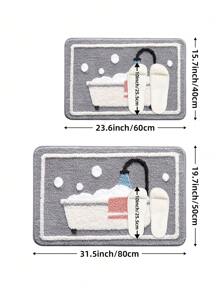 DAJIANG 1pc Cartoon Bath Style Cute Bathroom Mat, Soft Absorbent Classroom Rug And Carpet, Non-Slip Backing And Machine Washable, For Living Room, Vanity, Bathtub, Shower, Sink - Thick & Plush Entryway Decor Bathroom Kitchen Decor