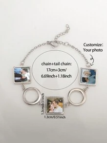 定制 1 件多照片手链（可定制 3 张照片），简约时尚风格，适合男士和女士，非常适合派对、日常佩戴、节日以及作为贴心礼物