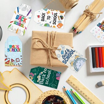 60 件“回到课堂”主题礼品吊牌，手绘可爱礼品包装吊牌标签