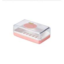 1pc Cartoon Design Covered Quick-Draining Soap Dish, Odorless Durable Bathroom Accessory For Travel And Home Use - Multicolor - View 11