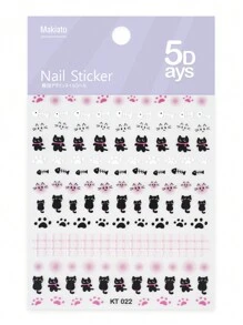 Beautizon Nailartlab 1件裝卡通貓/貓爪/魚骨美甲裝飾貼紙，可愛表情DIY美甲裝飾貼紙 - 彩色 - 查看 8