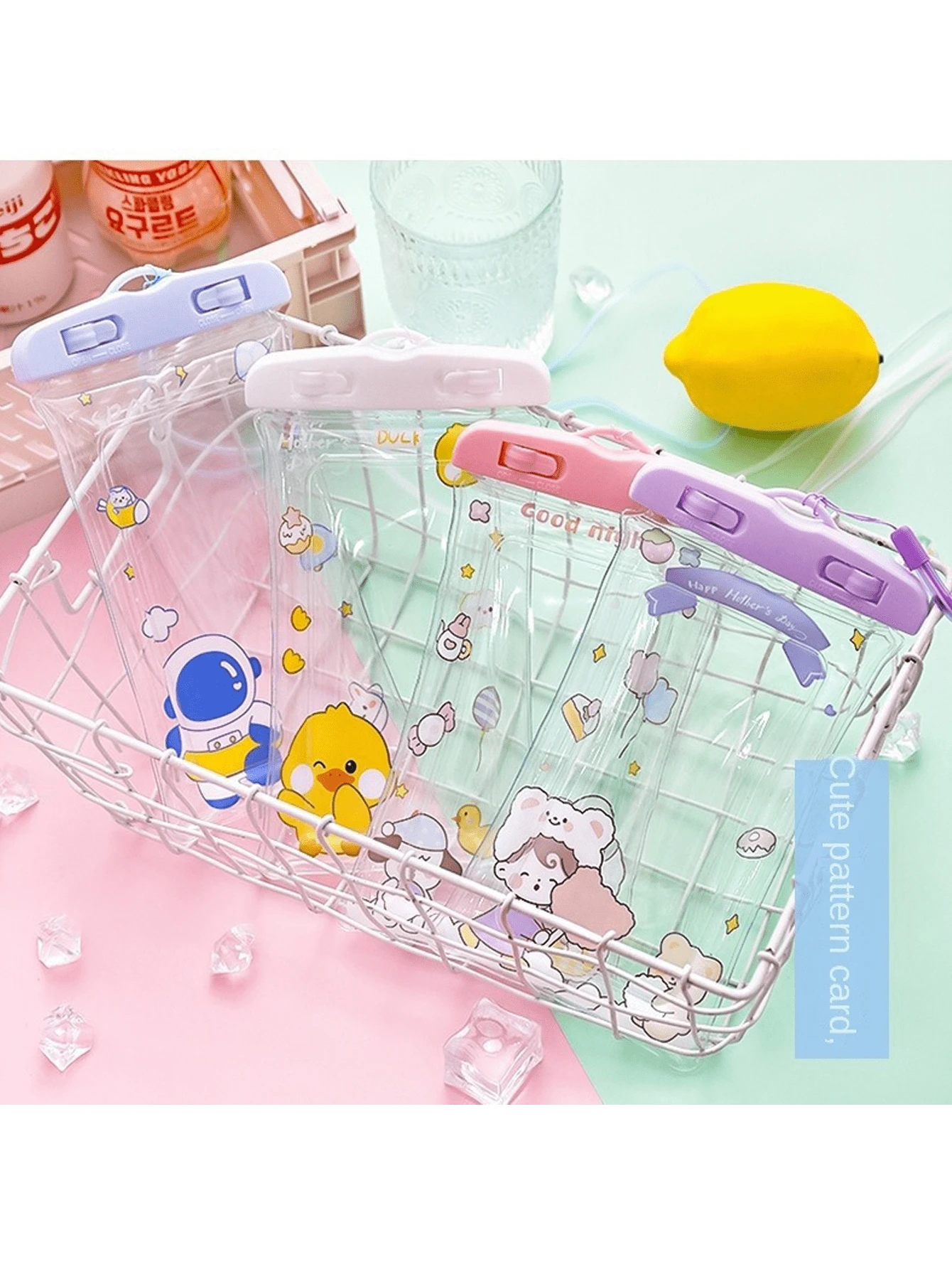 1pc Cute Cartoon Waterproof Airbag Cellphone Pouch, Touchscreen Sealed Phone Protective Cover For Outdoor Travel Boating Swimming - 1 Count - View 1