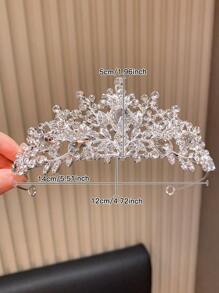 1pc High-End Elegant White Crown Headband Hair Accessory For Girls - White - View 3