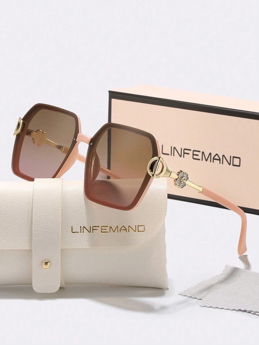 LINFEMAND 别致方框时尚眼镜，奢华渐变镂空雕花设计，适合海滩、派对、节日礼物，男女通用，适合夏季海滩度假、户外、旅行