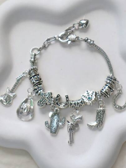 1 pieza Pulsera con  de estilo occidental, 1 pieza Pulsera de margarita relámpago de estilo occidental, 1 pieza Pulsera de mapa de México de estilo occidental