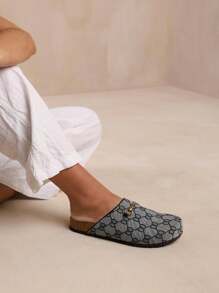 Where’s That From DUBLIN OPEN BACK SLIP ON LOAFER WITH GOLD DETAIL - Grey - View 2