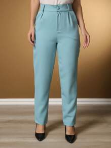 Women's Pants/Tailor Pants/Basic Pants/Elegant Pants/Skinny Pants/Blogger Pants/Fashion Pants - Mint Blue - View 2