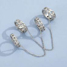 Men's Gothic Punk Rings Vintage Silver Open Ring Bulky Hippie Rings Cool Gothic Ring, Statement Stacking Ring For Men - Multicolor - View 14