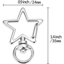 50 peças Mosquetão Giratório de Metal, Argola em Formato de Estrela e Argola Partida, Acessórios de Hardware para Chaveiro DIY