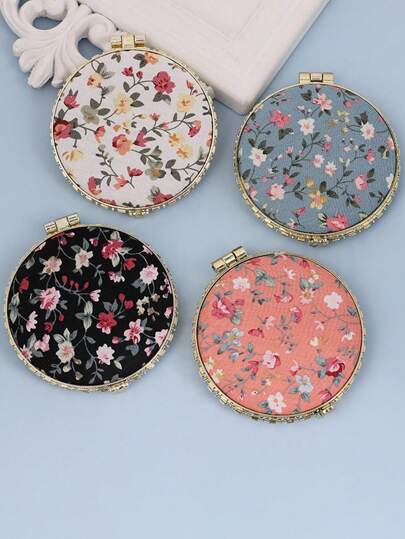 1pc/3pcs Compact Foldable Makeup Mirror, Travel Size, Portable, Foldable Design, Retro Floral Pattern, Double-Sided High Definition Folding Mirror, Makeup Mirror, Touchup Mirror, Pocket Mirror Birthday Gifts Graduation Home Decor Back To School Room Decor School Supplies