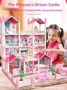 Bộ đồ chơi lâu đài công chúa cho trẻ em, Nhà búp bê cho bé gái, Nhà búp bê lắp ráp tự làm, Bộ đồ chơi xây dựng quà tặng - Nhiều màu - Xem 1
