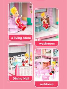 Bộ đồ chơi lâu đài công chúa cho trẻ em, Nhà búp bê cho bé gái, Nhà búp bê lắp ráp tự làm, Bộ đồ chơi xây dựng quà tặng - Nhiều màu - Xem 9