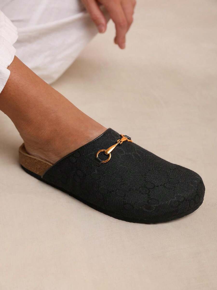 Where’s That From DUBLIN OPEN BACK SLIP ON LOAFER WITH GOLD DETAIL - Black - View 1
