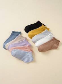 10 Pairs Kids/Infants Unisex Casual Wave Rim Boat Baby Socks