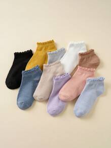 10 Pairs Kids/Infants Unisex Casual Wave Rim Boat Baby Socks